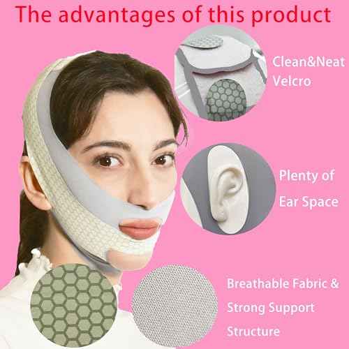 V Line Lifting Mask Chin Strap for Sleeping, V Line Mask, Face Lifting Strap, Chin Strap, Jawline Shaper, Jaw Strap, Double Chin Reducer,Face Lift Tape & Snoring Solution (Grey)