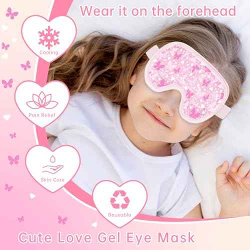 Cooling Eye Mask Cold Eye Compress Mask for Puffy Eyes, Reusable Eye Ice Pack Gel Ice Eye Mask for Tired Eyes, Eyes Surgery, Migraines, Stress Relief, Itchy Eyes, Skin Care, Eye Spa 2PCS