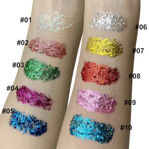 Mysense Gold Body Glitter Gel,Face Hair Glitter Makeup,Music Festival Rave Accessories,Chunky Mermaid Glitter Sequins,Sparkling Face Paint for Women Girls,30g