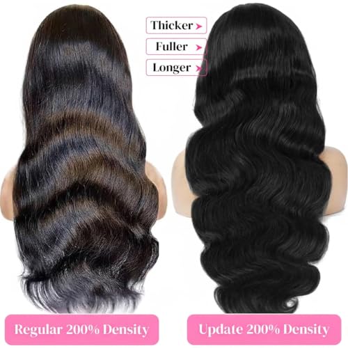 20 Inch Body Wave Lace Front Wigs Human Hair 200% Density 13x6 HD Lace Frontal Wig Pre Plucked Body Wave Wig with Baby Hair Glueless wigs for Women Daily