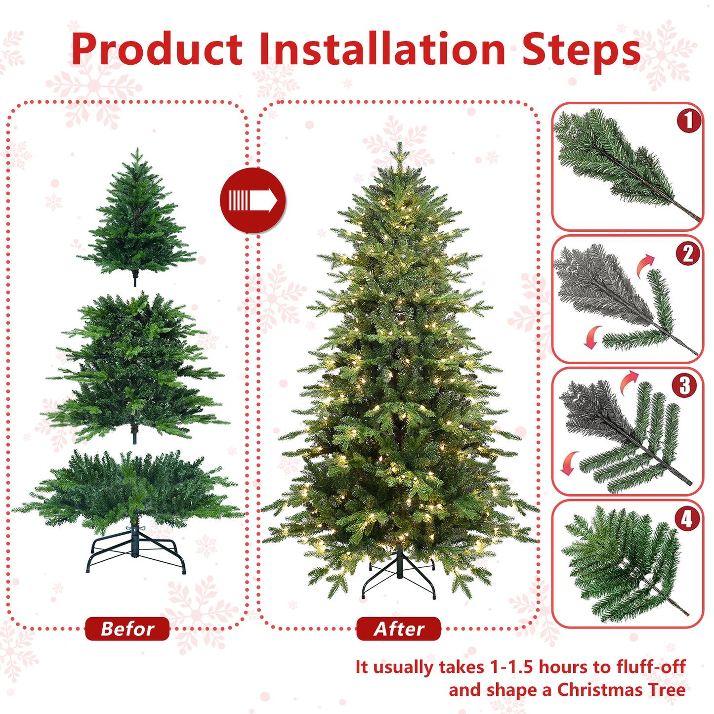 PVC Christmas Tree with Lights - Multiple Heights Available