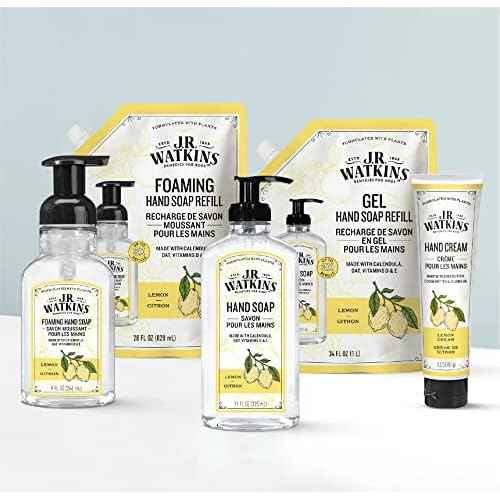 J.R. Watkins Foaming Hand Soap with Pump Dispenser, Moisturizing Foam Hand Wash, Alcohol-Free, Cruelty-Free, Lemon, 9 fl oz, 3 Pack