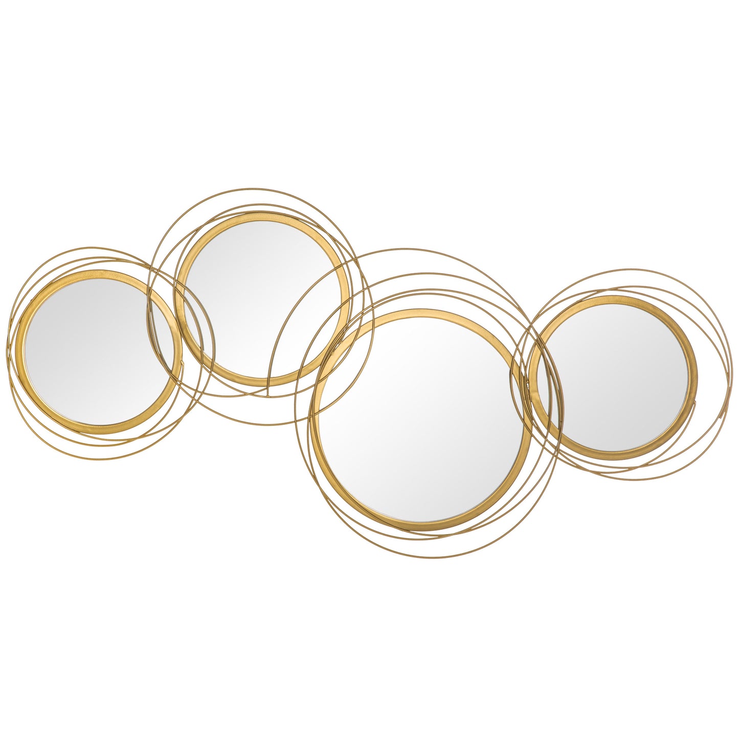 42.25" Round Wall Mirror with Asymmetrical Metal Frame - Gold