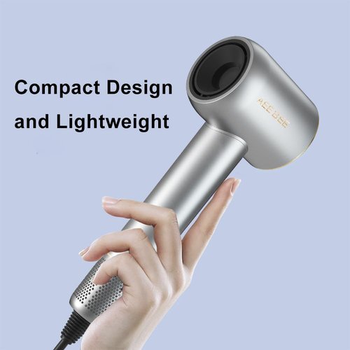 High Speed Hair Dryer 110000 RPM Brushless Motor Nano-Plasma Blow Dryer, 1500W Portable Quiet Electric Hair Dryers Low Noise Dryer for Home, Kids and Travel Use, Silver