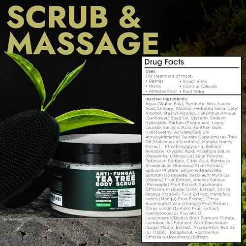Foot Scrub with Tea Tree Oil | Callus Remover For Feet | Exfoliating Scrub with Salicylic and Glycolic Acid for Dead Skin, Athlete¡¯s Foot, Warts, Corns, Rashes, Foot Odor, Insect Bites and Foot Care
