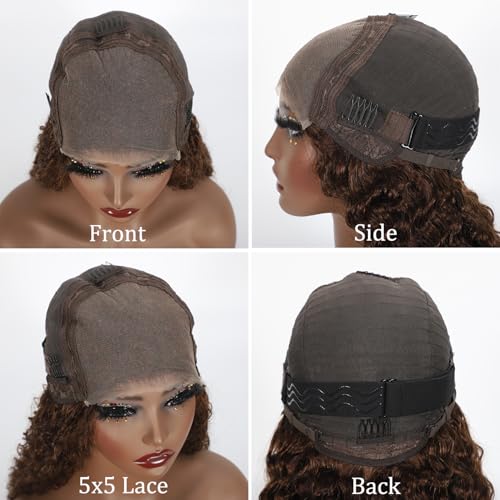 ONICE Wear And Go Glueless Wigs Human Hair Pre Plucked 5x5 HD Lace Closure Human Hair Wigs For Black Women Upgraded No Glue Deep Wave Lace Front Wigs Human Hair(Chocolate Brown,22Inch)