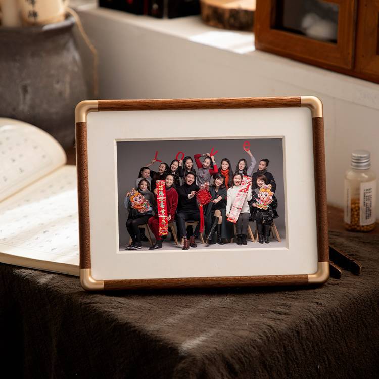 Solid Wood Photo Frame for Family Portraits Wall Decor Walnut Finish