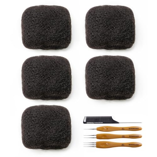 Tight Afro Kinky Bulk 100 £¥ Human Hair for Draedlock Extensions, Repair Locs, Twists and Braids (12 Inch, Natural Black)