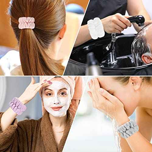 8 Pcs Wrist Towels for Washing Face, Microfiber Wrist Bands for Washing Face, Spa Wristbands for Washing Face, Fluffy Towel Bands, Arm Bands for Washing Face for Woman Children