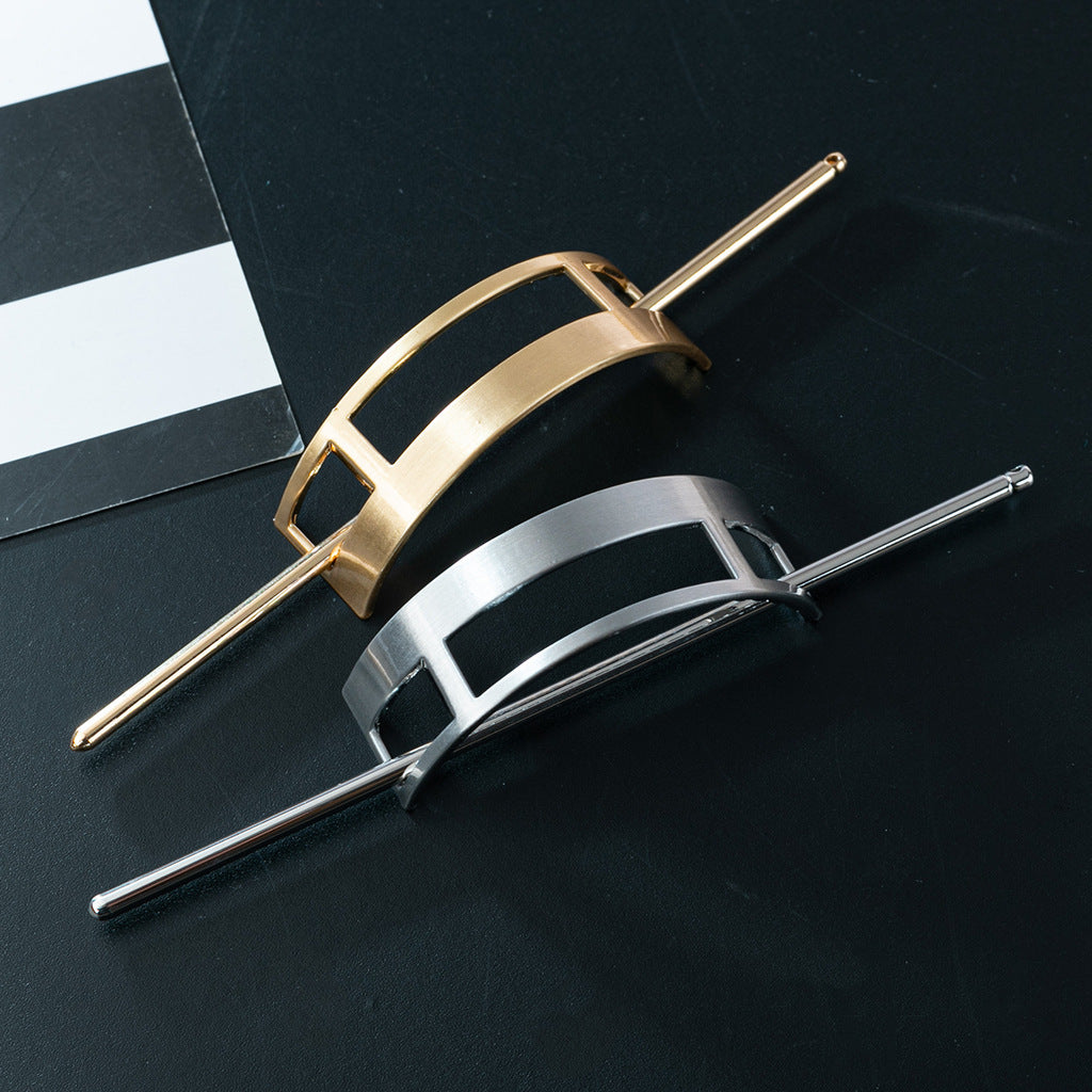 Rectangular Zinc Alloy Hairpin - Brushed Finish, Simple Hair Accessory
