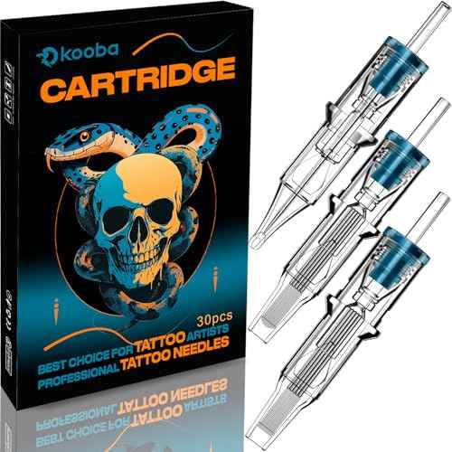 Kooba 1207RS Tattoo Cartridge Needles 30 Pcs # 12 Standard 7 Round Shader Long Taper with Membrane Safety Cartridges Disposable for Rotary Tattoo Machine Pen Gun