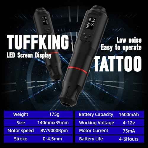 TUFFKING Tattoo Gun Machine Kit - Wireless 1600mAH Tattoo Gun Kit, Professional Rotary Tattoo Pen Kits, with 20Pcs Cartridge Needles for Beginners Artists Tattoo Supplies