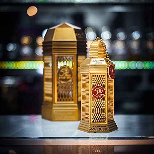 Al Haramain Golden Oud - Perfume for Women and Men - Amber Spicy fragrance - Timeless Elegance with Notes of Thyme and Sandalwood - 3.4 oz EDP Spray