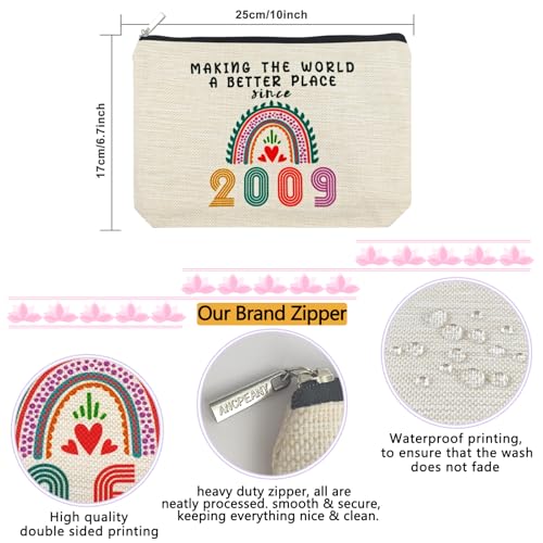 ancpeany Sweet 16 Birthday Decorations for Girls, Her, Teenage Girls, Sister, Daughter, Granddaughter, 2009 Funny 16 Year Old Girl Gift Ideas Makeup Bags, Cosmetic Travel Bag for 16th Birthday Gifts