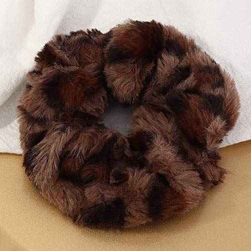 6 Pcs Leopard Towel Scrunchies for Hair Drying With Tie Dye and Solid Soft Microfiber - Thick Fuzzy Frizz Free Bobbles Ropes Traceless Ponytail Holder Cow Hair