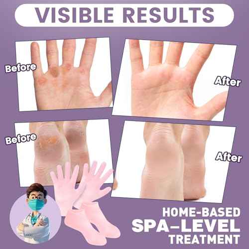 4 Pairs Silicone Socks Gloves Set for Dry Cracked Feet and Hands, Silicone Foot Socks for Women, Moisturizing Feet