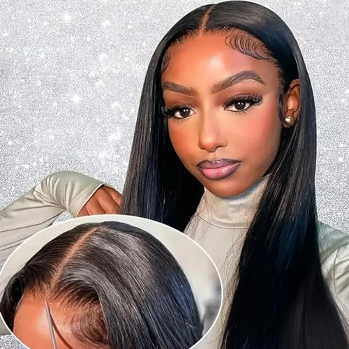 5x5 Hd Lace Closure Wigs Human Hair 26 Inch Glueless Wigs Human Hair Pre Plucked Pre Cut Density 200 Wigs Human Hair Glueless Wear and Go