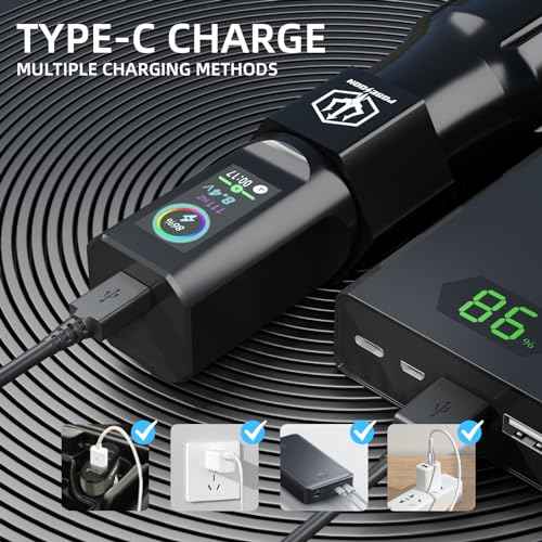 POSEIDON Tattoo Gun Kit - Machine Kit with 2 Batteries Tattoo Pen Kit with Digital LED Display 20Pcs Tattoo Needles Cartridge 12pcs Inks Tattoo Machine Kit Tattoo Supplies for Beginner
