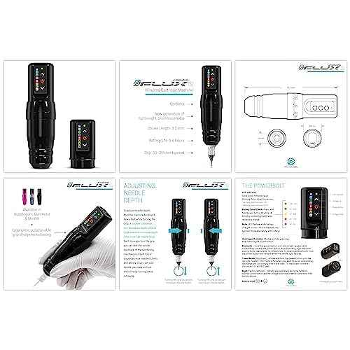 Microbeau - Flux S Wireless Tattoo Machine with 1 PowerBolt - Stealth - Wireless Tattoo Machine Pen for Microblading Lips, Eyeliner & More