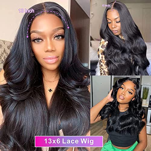 Aicrelery 13x6 Lace Front Wigs Human Hair for Women 13x6 HD Lace Frontal Wigs Human Hair 180 Density Brazilian Virgin Glueless Pre Plucked with Baby Hair Natural Color 18 Inch