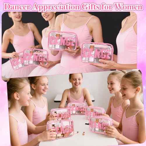 Kacctyen 12 Pcs Dance Makeup Bag Ballerina Lover Appreciation Gifts 7 x 4.7 x 2.4 Inches Cosmetic Bag Dance Snack Bags PVC Case Clear Toiletry Zipper Pouch for Women Ballet Team Ballet Party Xmas Gift