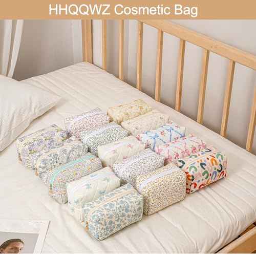 Makeup Travel Cosmetic Bag, Two Pack: Pink+Blue Floral, Zipper Closure, Durable Polyester, Perfect for Toiletry, Makeup, Travel