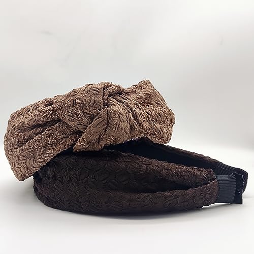 Knotted Headbands for Women, Non Slip Wide Head Band Fashion Head Bands Brown Headband Hair Accessories for Women Girl