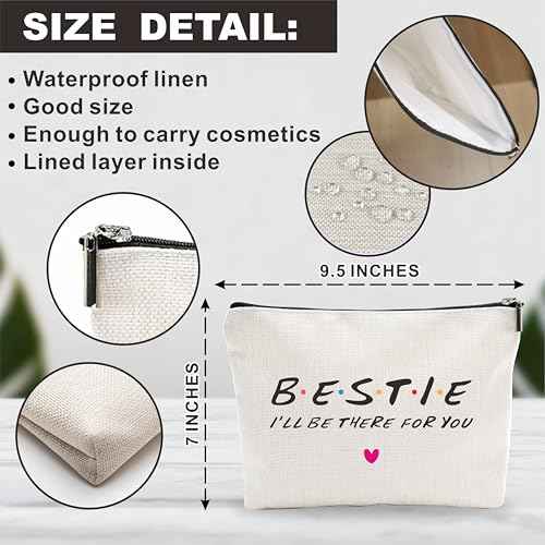 NYCTUG Cosmetic Bag For Friends, I'll Be There For You, Minimalist Makeup Bag£¬Travel Storage Bag, Small Zipper Pouch, Birthday Gift For Bestie£¬Thanksgiving Christmas£¬Women Accessories-A14