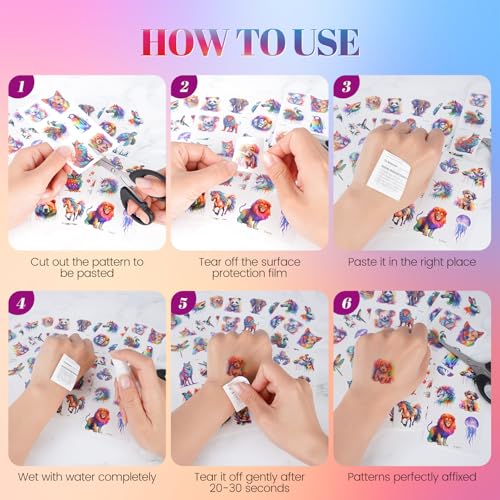 120PCS Temporary Tattoos for Kids, Cute Animal Temporary Tattoos for Boys Girls, Fake Tattoos Stickers for Birthday Party Gifts, Home Activity, Class Prizes, Carnival Rewards