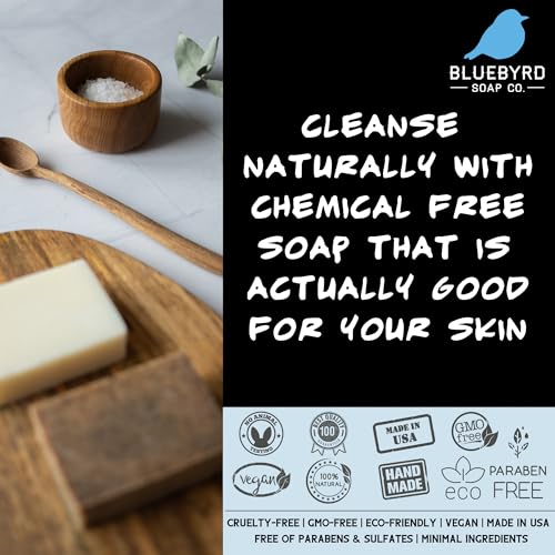 Bluebyrd Soap Co. Cedarwood + Wild Sage Bar Soap | 100% All Natural Essential Oil Soap Bar | USA Made Mens Organic Body Wash Bars | Vegan + Chemical Free (Cedarwood)