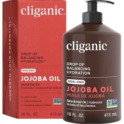 Cliganic Jojoba Oil Non-GMO, Bulk 16oz | 100% Pure for Skin, Hair & Face, Cold Pressed Natural Hexane Free - Hair Relaxer