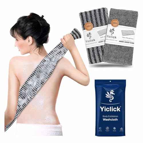 Yiclick 2 Pack Exfoliating Washcloth Towel - Body Scrubber Exfoliator, Loofah Sponge, Korean & Japanse & African Net Sponge Rag - Back Scrubber Washer for Use in Shower Bath