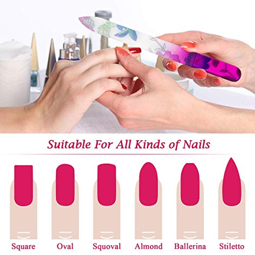 5 Pack Glass Nail Files with Case Crystal Glass Fingernail Files Double Sided Glass Nail File Mixed Color Manicure Set for Gentle Nail Care Christmas Gifts Stocking Stuffers for Women