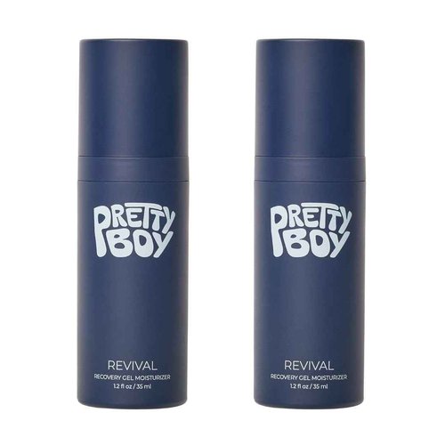 Prettyboy Face Revival Gel Moisturizer For Men - Hydrating Cream That Refreshes Dry Skin, Irritation, & Redness - Supports Anti Aging & Anti Wrinkle - Fragrance Free - 2 Count