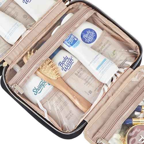 NISHEL Hanging Travel Toiletry Bag, Visible Makeup Organizer, Cosmetic Case for Journey Accessories, Bathroom Shower, Black