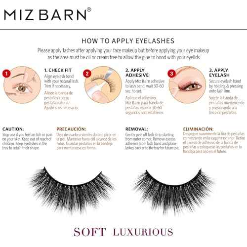 Miz Barn Lashes 3D Cashmere Long Extension Eyelashes Natural Look Soft Reusable False Eyelashes Multipack Wispy Fake Eyelashes 5 Pairs Natural Strip Lashes (CW312)