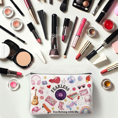 4Pcs Music Gifts Cosmetic Bag 5.91x9.06 inch Canvas Makeup Bags with Zipper Polycotton Travel Toiletry Pouches for Students Teacher Graduation Birthday Christmas Gift