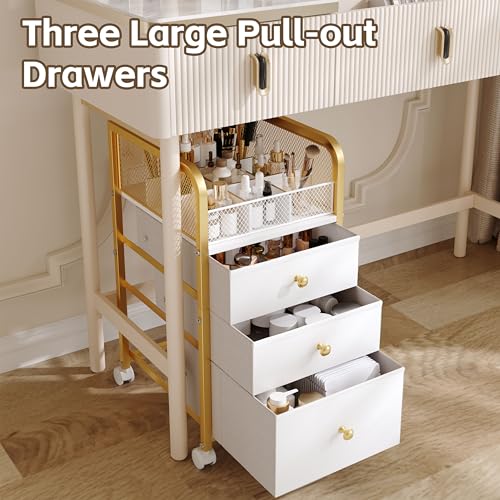 Makeup Organizer Storage Cart with Drawers, Makeup Organizer on Wheels, Rolling Makeup Bathroom Storage Cart, Cosmetic Vanity Display Cases Holder for Nail Polish Brush Hair Tool