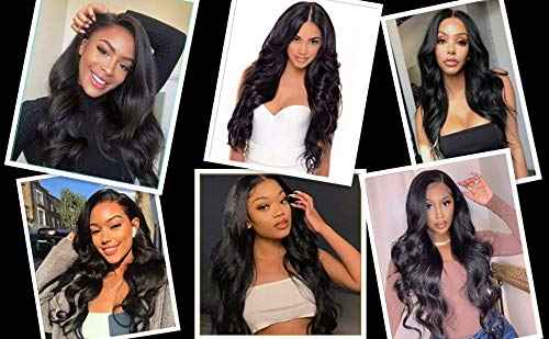 NC Body Wave Human Hair Wigs For Black Women Wig 4x4 Middle Part Lace Front Wigs 150% Density Body Wave Lace Front Wig Brazilian Virgin Hair Lace Closure Wig Natural Black(32inch) …