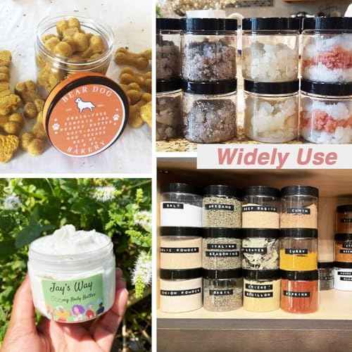 12 Pack 4 oz Small Plastic Containers with Lids+12 Pack 20g/20ml Cosmetic Sample Jar - for Lip Scrub, Body Butters, Cream, Slime, Craft Storage