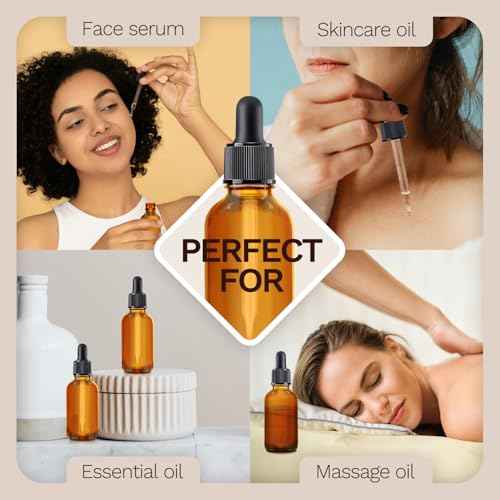 Bumobum 5 Pack, 1 oz Dropper Bottle with 2 Extra Graduated Calibrated Glass Dropper (1ml), Amber Glass Dropper Bottle 30ml Empty Dark Brown Tincture Bottles Eye Dropper for Essential Oils, Liquids