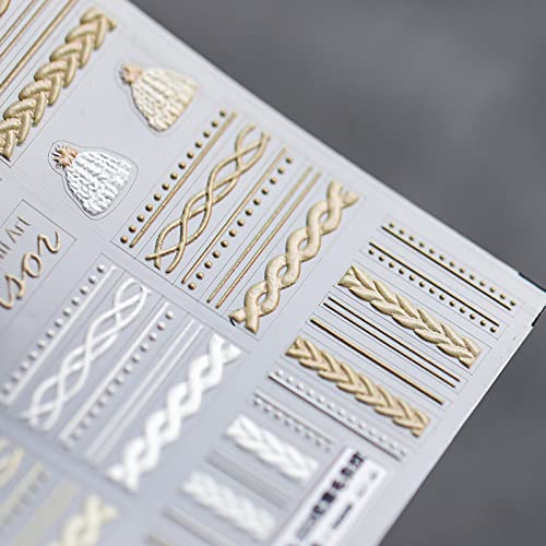 Winter Sweater Nail Art Stickers 5D Embossed Nail Decals 1PCS Elegant Sweater Pattern Self-Adhesive Nail Stickers Nail Art Supplies French Stripe Line Nail Decals for Acrylic Nails Manicure Decoration