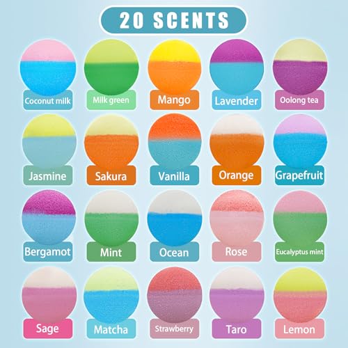 20 Pack Bath Bombs for Kids with Surprise Inside Bubble Bath Toys Organic Natural Bath Bombs Set Stocking Stuffers Birthday Christmas Gifts for Kids 3 4 5 6 7 8 Years Old Boys Toddlers Girls