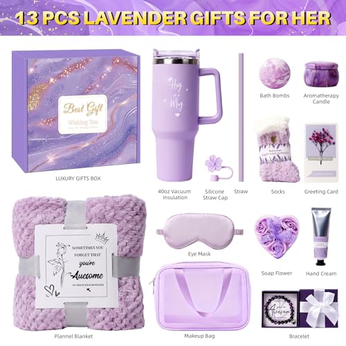 Birthday Gift for Women, Luxury Self Care Spa Gift Basket with Blanket for Mom, Wife, Sister, Friend, Girlfriend, Grandmother, Get Well Soon & Christmas gift for Her