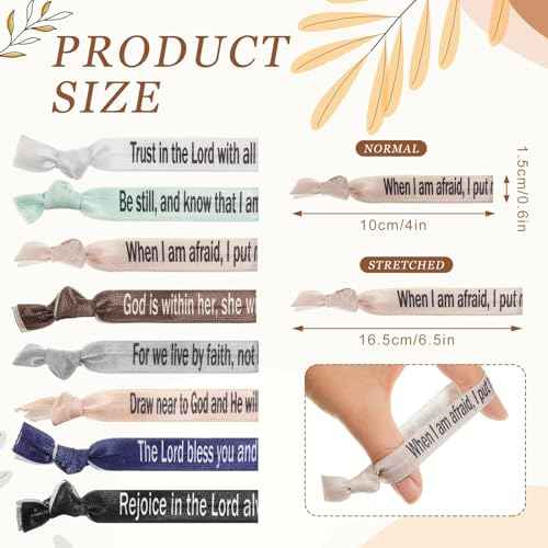 48 Pcs Christian Gifts Bulk for Women Bible Verses Christian Hair Ties Motivational Religious Gifts Bracelet Inspirational Elastic Wristbands Church Gift for Women(Pastel)