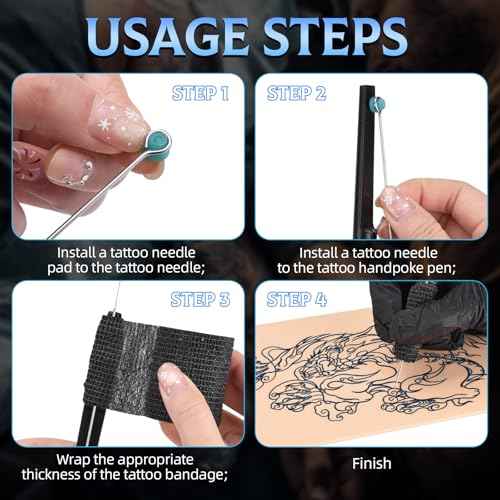 Hand Poke Tattoo Kit Beginner Hand Home Tattoo Supply Kits Ink Needles Practice Skin Complete Set Stick DIY Tattoo Poke Pen Set Tattoo Supply