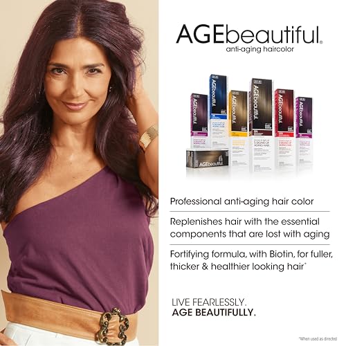 AGE beautiful Permanent Hair Color Dye Liqui Creme | 100% Gray Coverage | Anti-Aging Haircolor | Biotin for Thicker, Fuller Hair | Professional Salon Coloring