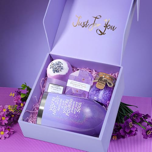 Birthday Gifts for Women - Christmas,Valentines Day,Birthday,Thanksgiving Day,Mothers Day Gifts - Unique Lavender Spa Basket Set Gift for Mom,Wife,Aunt,Daughter,Sister,Girlfriend,Her