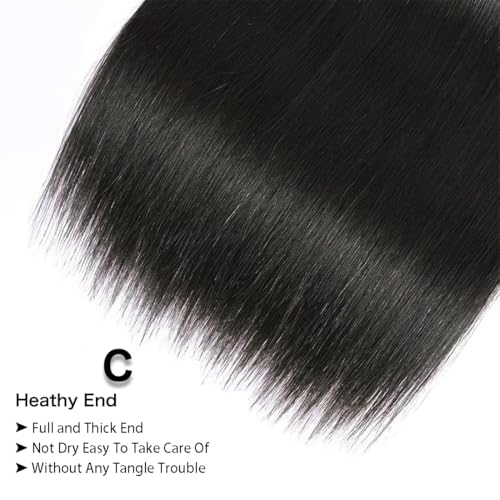 12A Straight Bundles Human Hair 18 20 22 Inch 3 Bundles Double Weft Brazilian Hair Extensions Straight Human Hair Bundles 100% Unprocessed Virgin for Women Natural Color