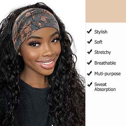 Wide Boho Headbands for Women Fashion Knotted Headband Yoga Workout Hair Accessories African Head Wrap 4 Pack